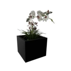 Nicho Cachepot Akimob MDF pequeno 25x25x25cm, acabamento fosco acetinado, design minimalista e decorativo.