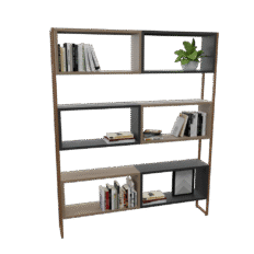 Estante Akimob MDF 6 prateleiras fixas, 180cm de altura, acabamento fosco acetinado e design contemporâneo.