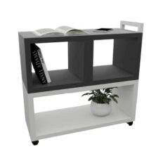 Rack Akimob MDF 60x25x60cm com nichos abertos, acabamento fosco acetinado e design contemporâneo.