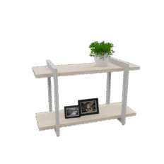 Rack Akimob MDF 80x33x50cm com duas prateleiras fixas, acabamento fosco acetinado e design contemporâneo.