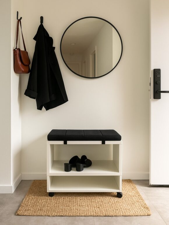 Banco Sapateira MDF 60cm Assento Estofado Entrada
