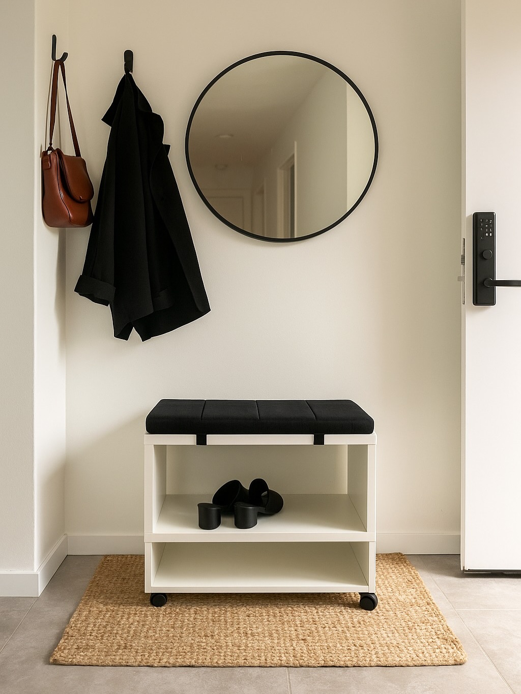 Banco Sapateira MDF 60cm Assento Estofado Entrada